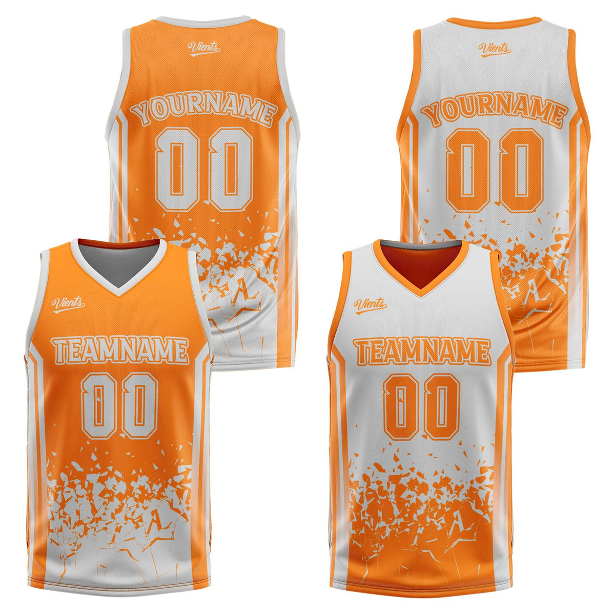 Custom Orange Grey Reversible Basketball Suit for Adults and Kids Personalized Jersey