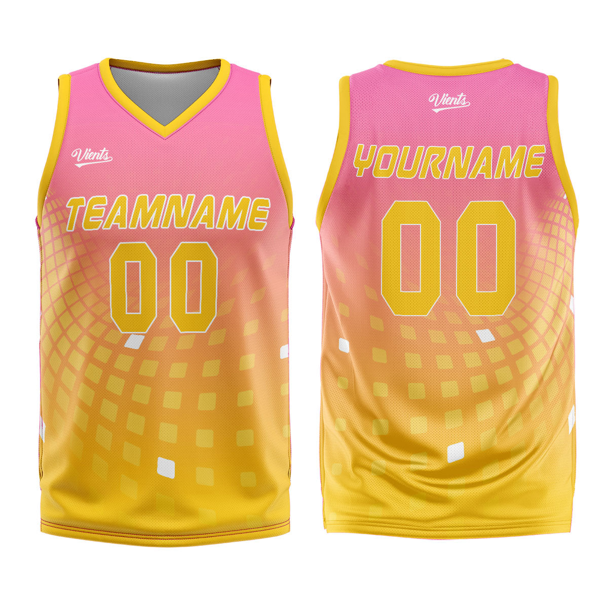 Custom Pink Yellow Basketball Jersey Uniform Suit Printed Your Logo Name Number