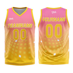 Custom Pink Yellow Basketball Jersey Uniform Suit Printed Your Logo Name Number