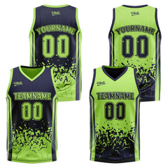 Custom Navy Green Reversible Basketball Suit for Adults and Kids Personalized Jersey