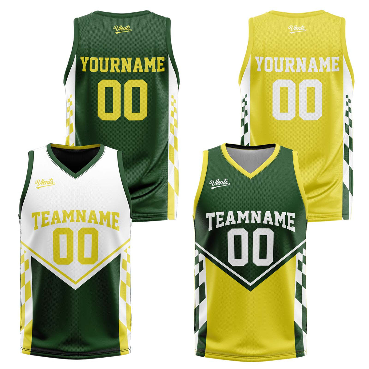 Custom Dull Green Yellow Reversible Basketball Suit for Adults and Kids Personalized Jersey