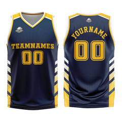 Custom Navy Yellow Basketball Jersey Uniform Suit Printed Your Logo Name Number