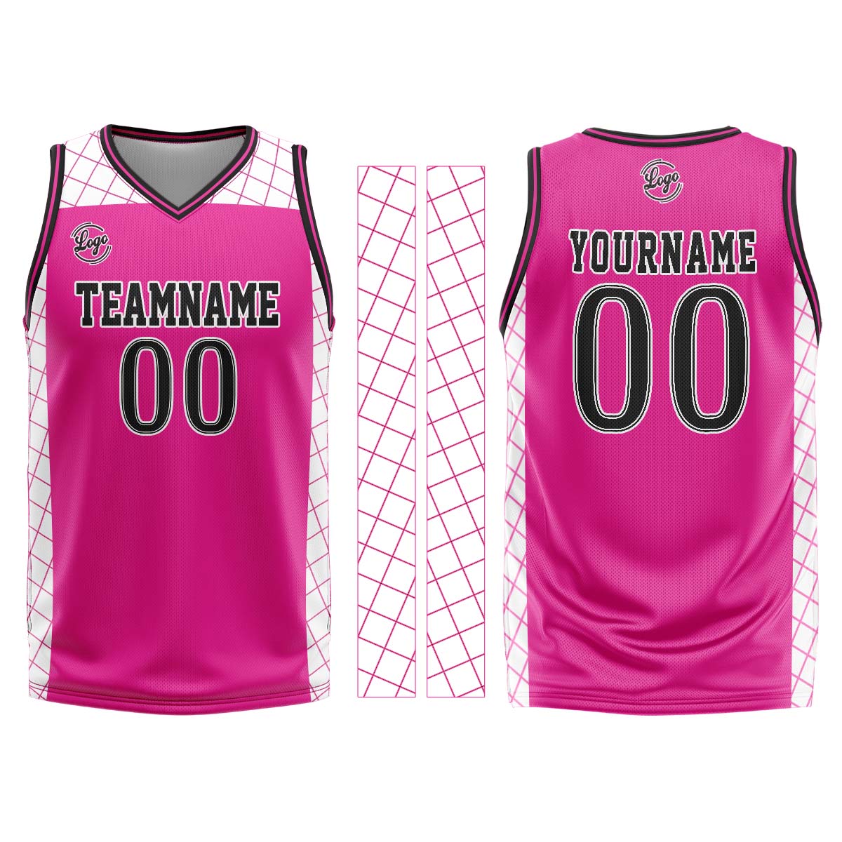 Custom Pink Black Basketball Jersey Uniform Suit Printed Your Logo Name Number