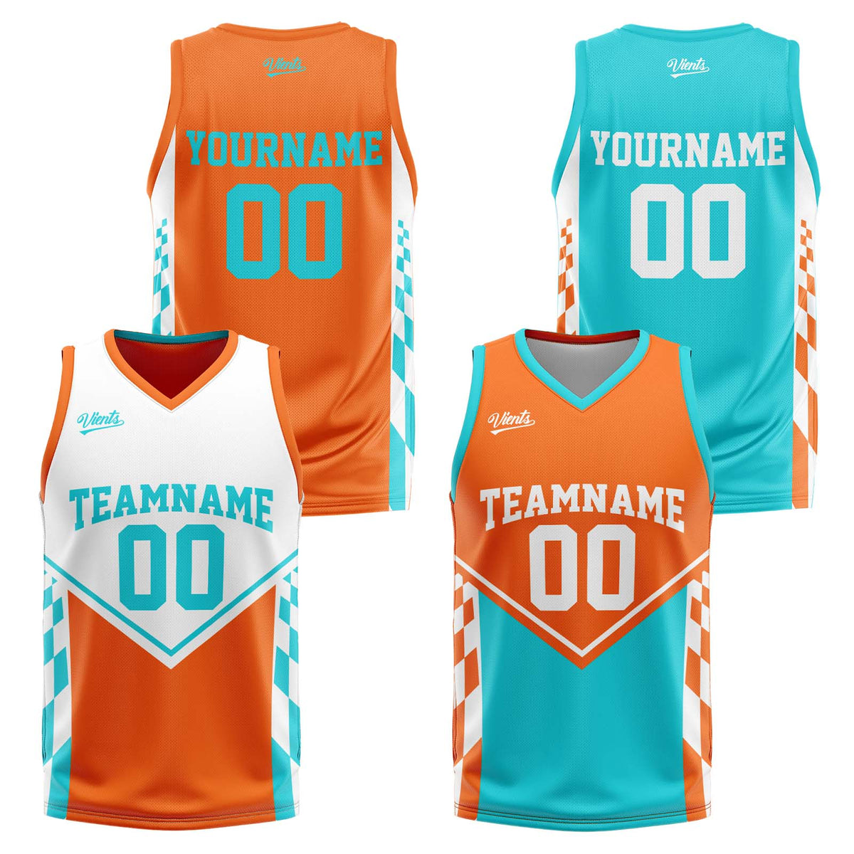 Custom Orange Cyan Reversible Basketball Suit for Adults and Kids Personalized Jersey