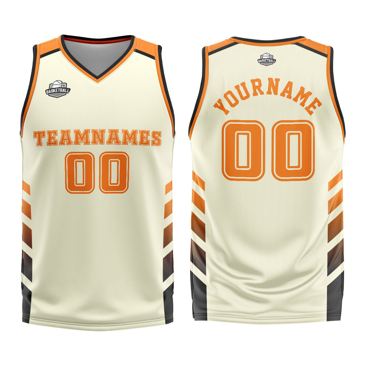 Custom Cream Orange Basketball Jersey Uniform Suit Printed Your Logo Name Number
