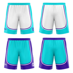 Custom Light Blue Purple Reversible Basketball Suit for Adults and Kids Personalized Jersey