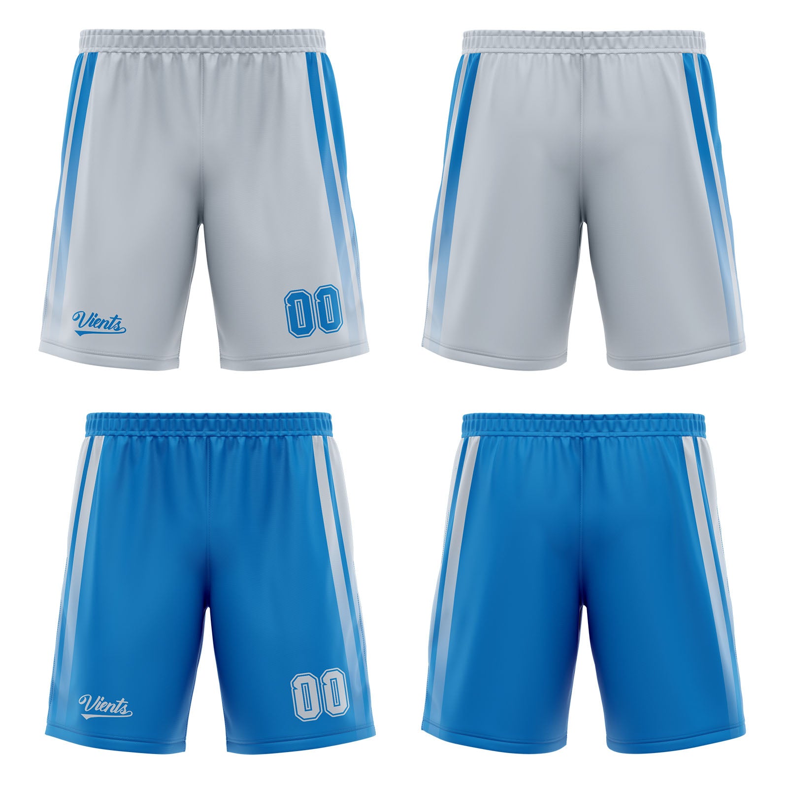 Custom Blue Grey Reversible Basketball Suit for Adults and Kids Personalized Jersey