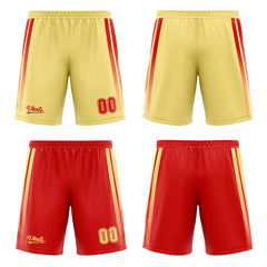 Custom Red Yellow Reversible Basketball Suit for Adults and Kids Personalized Jersey