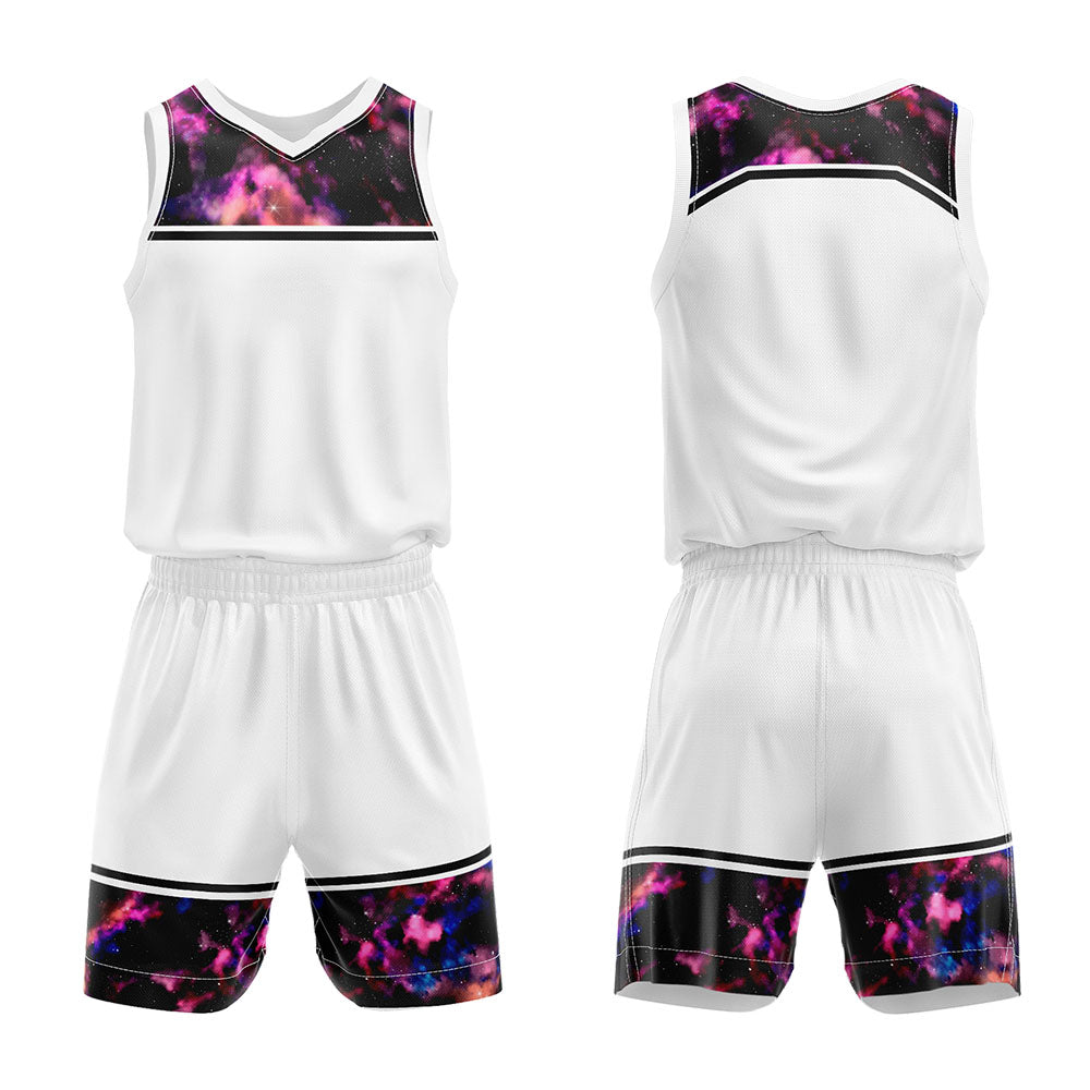 Custom White Starry Sky Basketball Jersey Uniform Suit Printed Your Logo Name Number