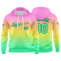Custom Gradient Sweatshirt Hoodie For Man Woman Girl Boy Print Your Logo Name Number  Pink  Yellow Green