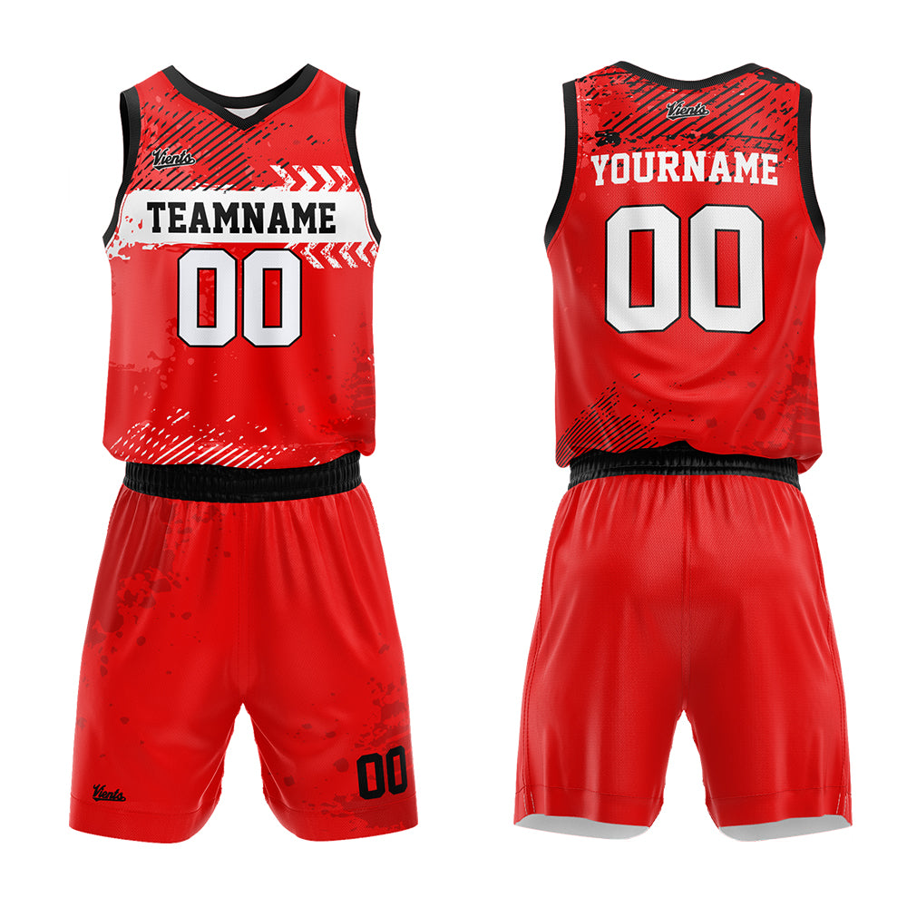 Custom Red Basketball Jersey Uniform Suit Printed Your Logo Name Number