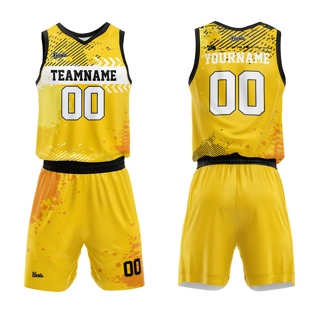Custom Yellow Basketball Jersey Uniform Suit Printed Your Logo Name Number