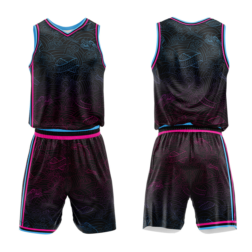 Custom Black Basketball Jersey Uniform Suit Printed Your Logo Name Number