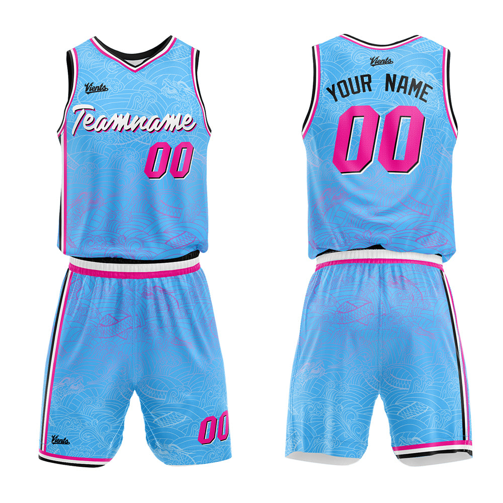 Custom Light Blue Basketball Jersey Uniform Suit Printed Your Logo Name Number