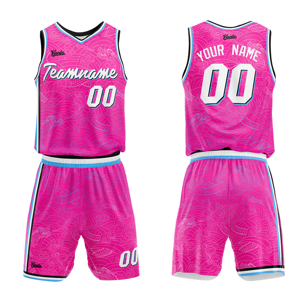 Custom Hot Pink Basketball Jersey Uniform Suit Printed Your Logo Name Number
