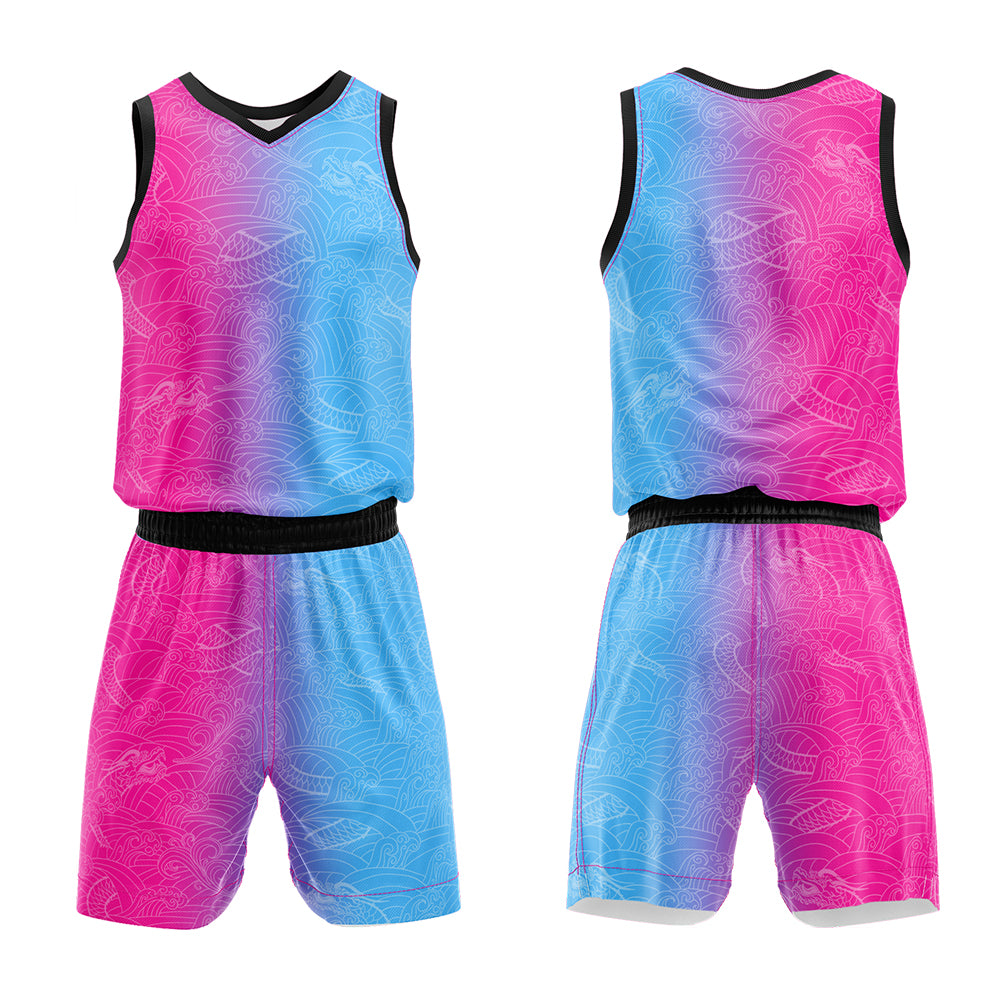 Custom Hot Pink Light Blue Basketball Jersey Uniform Suit Printed Your Logo Name Number