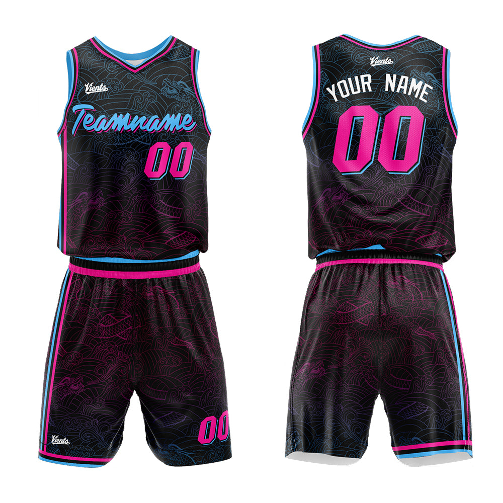 Custom Black Basketball Jersey Uniform Suit Printed Your Logo Name Number