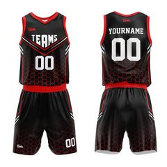 Custom Black Red Basketball Jersey Uniform Suit Printed Your Logo Name Number