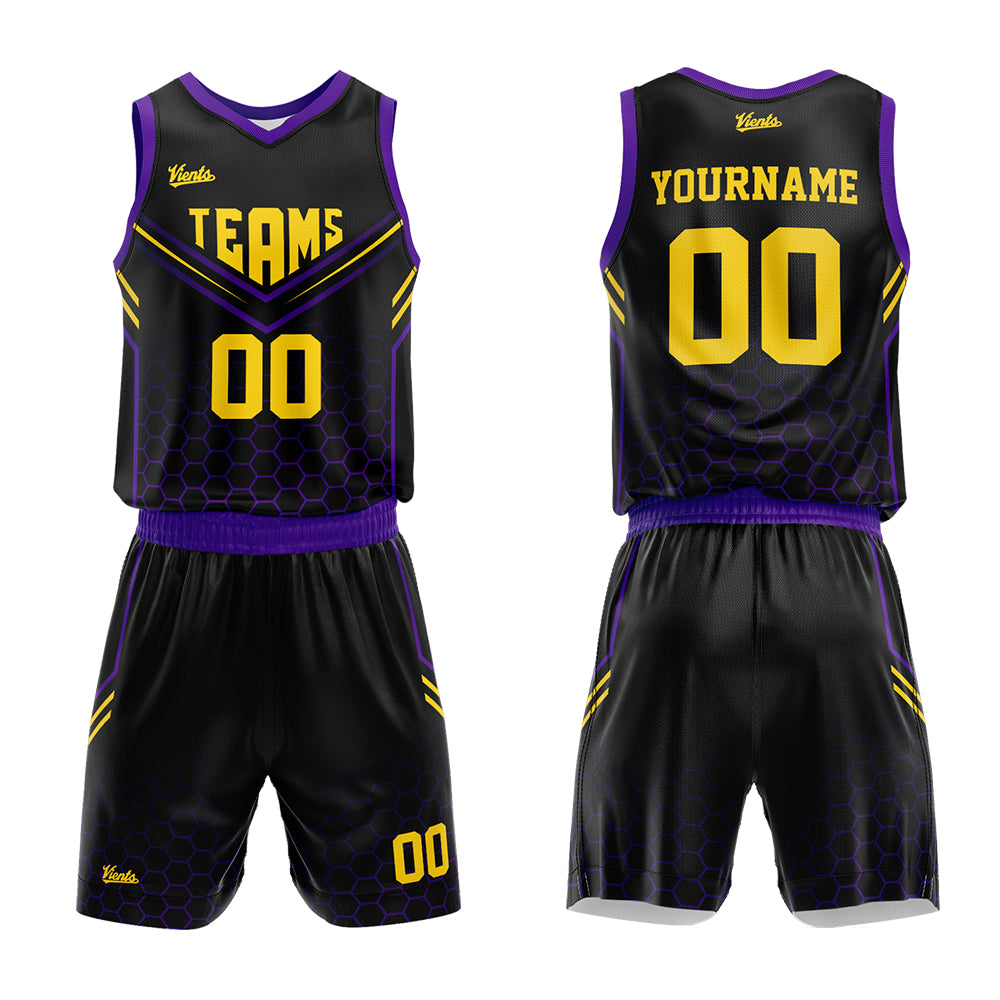 Custom Black Purple Basketball Jersey Uniform Suit Printed Your Logo Name Number