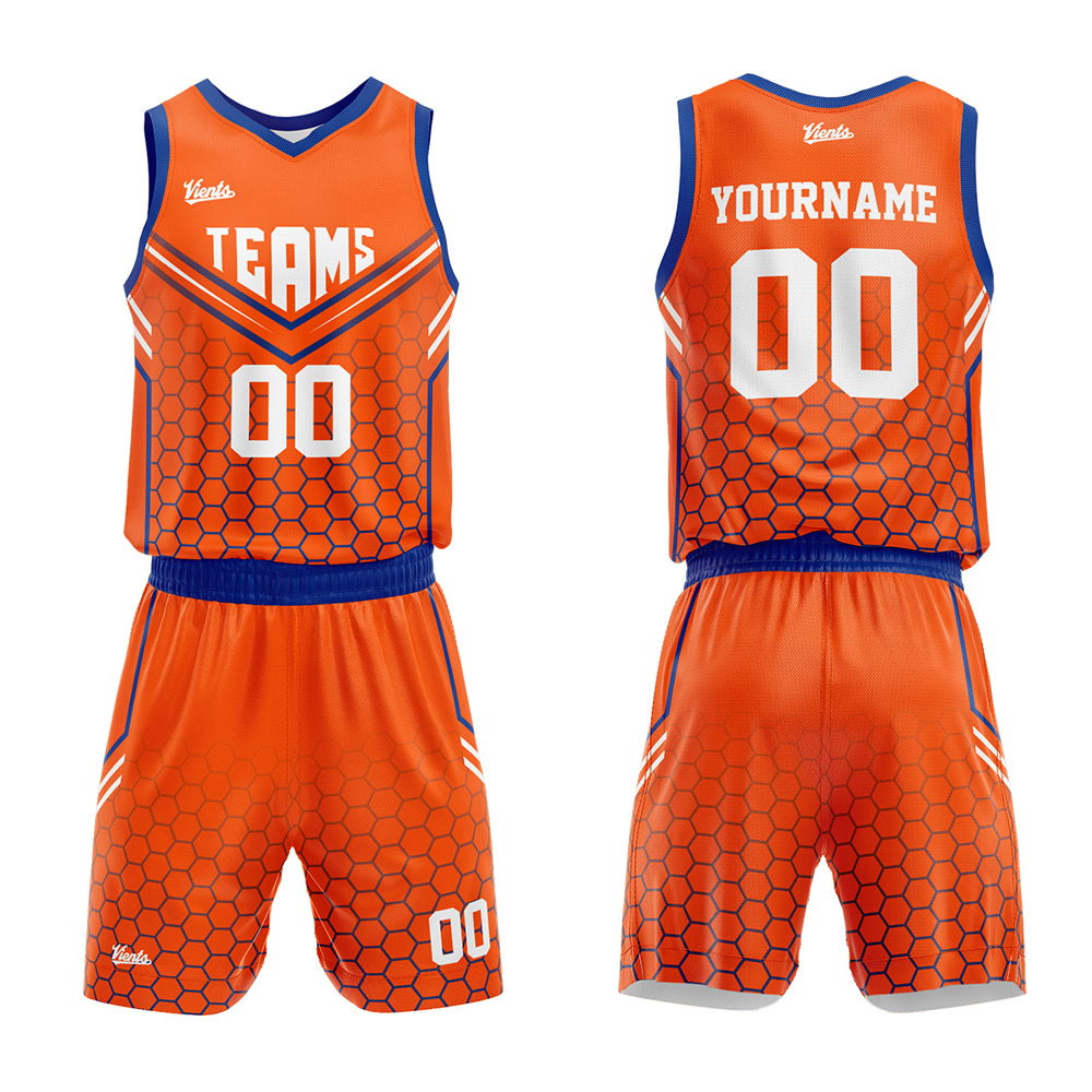 Custom Orange Royal Basketball Jersey Uniform Suit Printed Your Logo Name Number