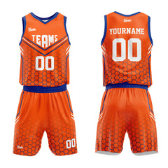 Custom Orange Royal Basketball Jersey Uniform Suit Printed Your Logo Name Number