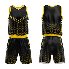 Custom Black Yellow Basketball Jersey Uniform Suit Printed Your Logo Name Number