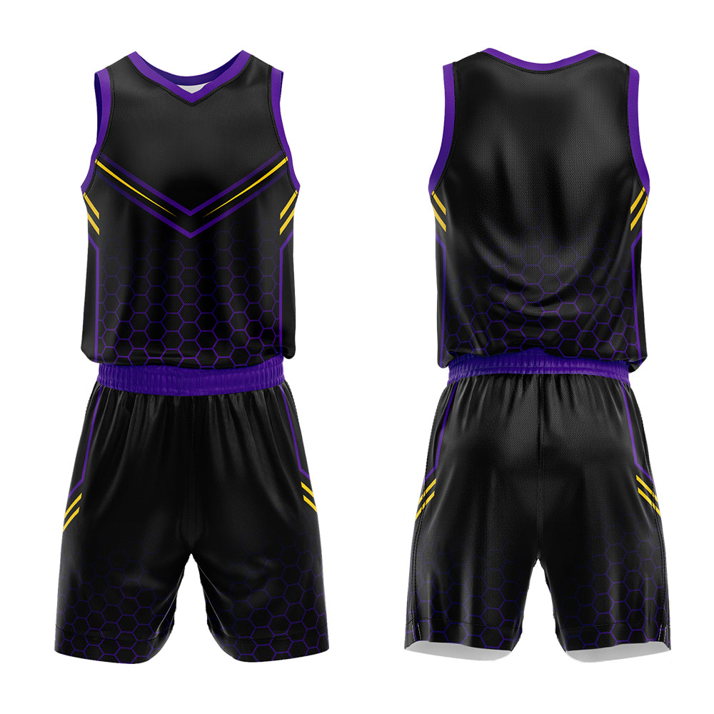 Custom Black Purple Basketball Jersey Uniform Suit Printed Your Logo Name Number