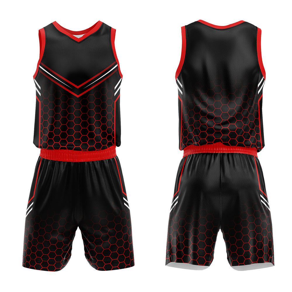 Custom Black Red Basketball Jersey Uniform Suit Printed Your Logo Name Number