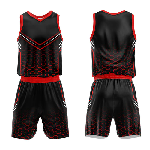 Custom Black Red Basketball Jersey Uniform Suit Printed Your Logo Name Number