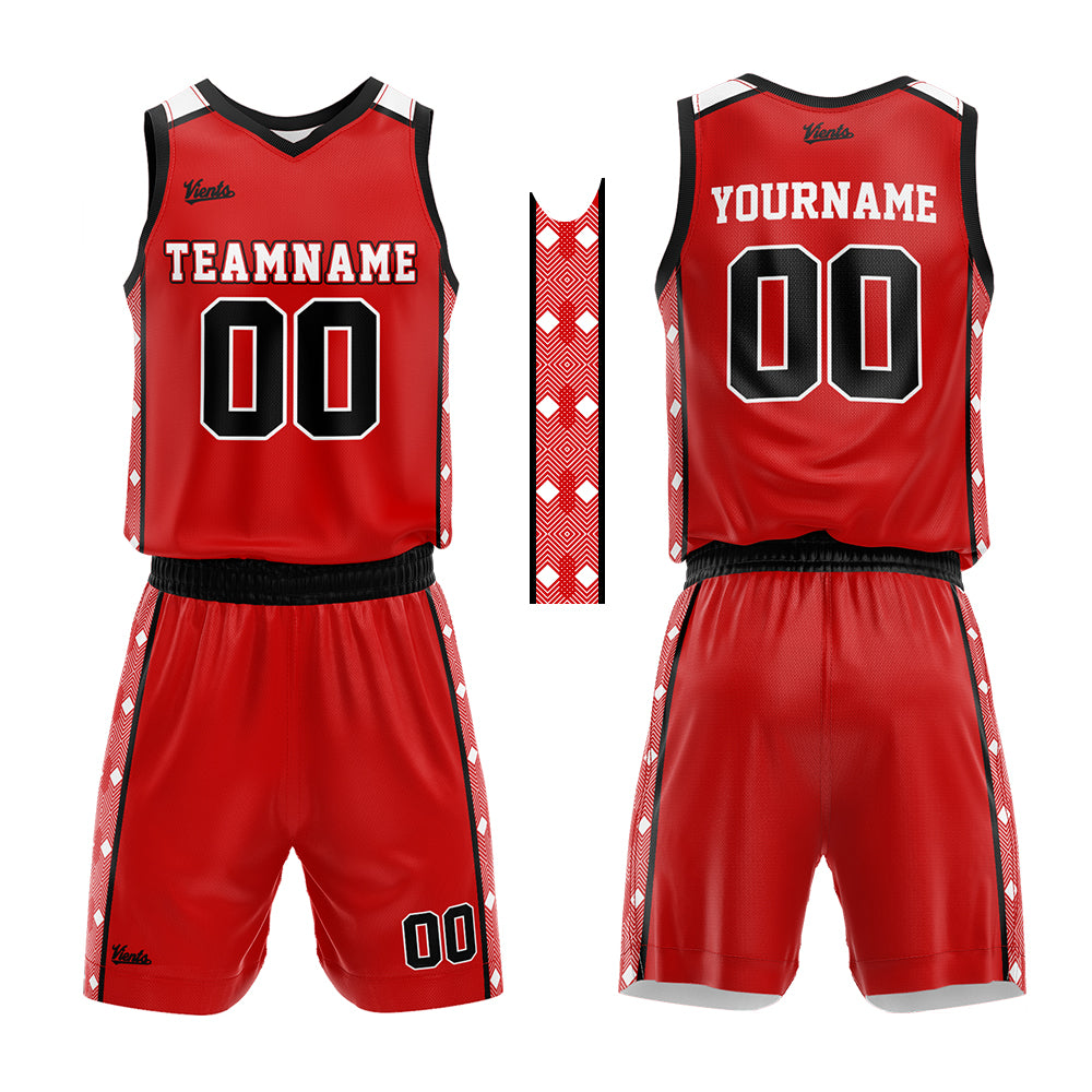 Custom Red Black Basketball Jersey Uniform Suit Printed Your Logo Name Number
