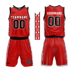 Custom Red Black Basketball Jersey Uniform Suit Printed Your Logo Name Number