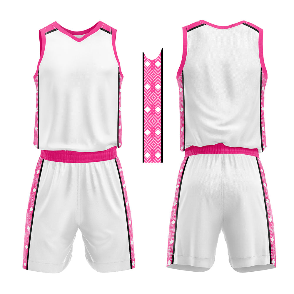Custom White Pink Basketball Jersey Uniform Suit Printed Your Logo Name Number