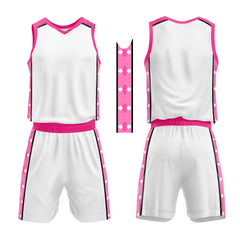 Custom White Pink Basketball Jersey Uniform Suit Printed Your Logo Name Number