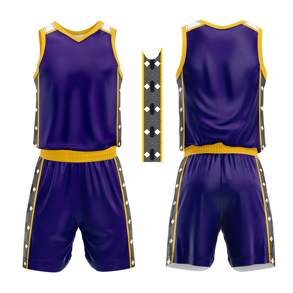 Custom Purple Yellow Basketball Jersey Uniform Suit Printed Your Logo Name Number