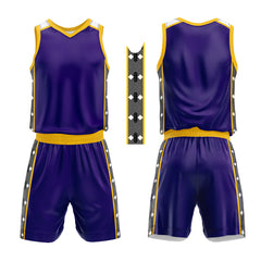 Custom Purple Yellow Basketball Jersey Uniform Suit Printed Your Logo Name Number