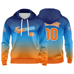 Custom Gradient Sweatshirt Hoodie For Man Woman Girl Boy Print Your Logo Name Number Blue Orange