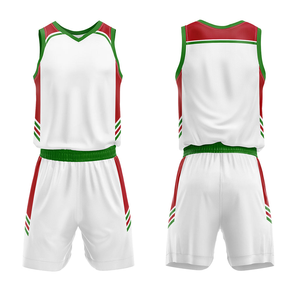 Custom White Red Green Basketball Jersey Uniform Suit Printed Your Logo Name Number