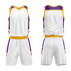 Custom White Purple Yellow Basketball Jersey Uniform Suit Printed Your Logo Name Number