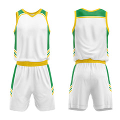 Custom White Green Yellow Basketball Jersey Uniform Suit Printed Your Logo Name Number