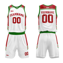 Custom White Red Green Basketball Jersey Uniform Suit Printed Your Logo Name Number