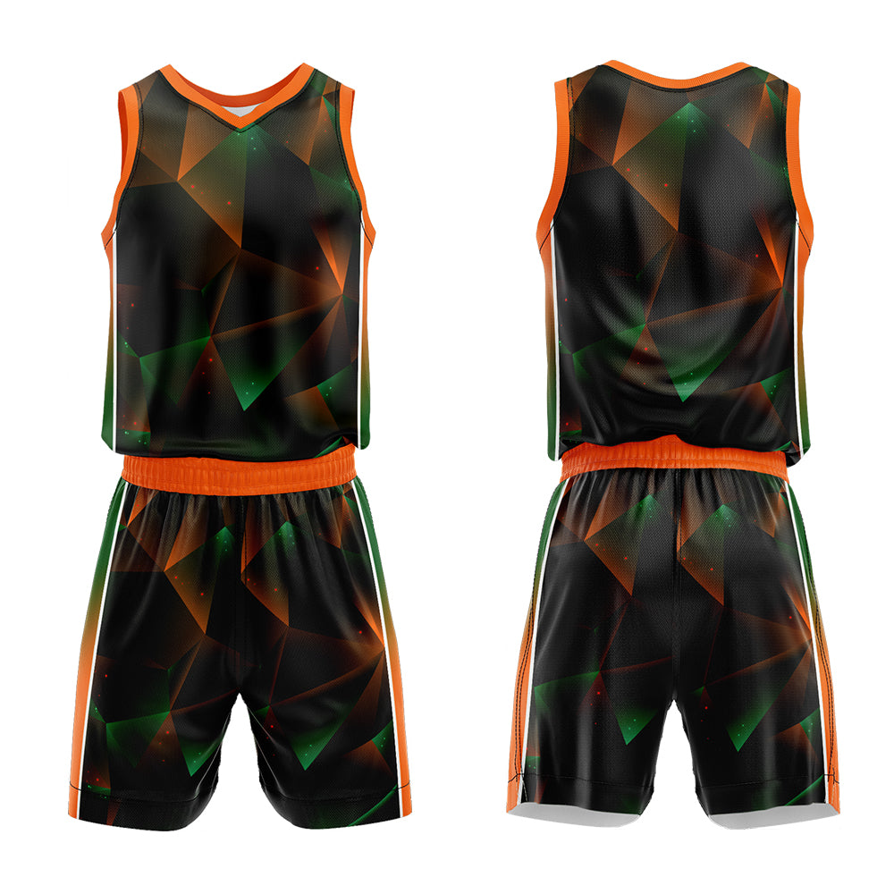 Custom Black Greenn Orange Basketball Jersey Uniform Suit Printed Your Logo Name Number
