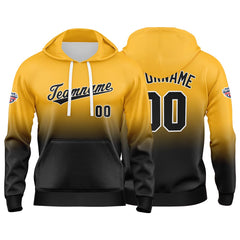 Custom Gradient Sweatshirt Hoodie For Man Woman Girl Boy Print Your Logo Name Number Yellow Black