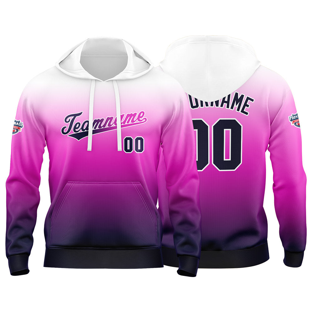 Custom Gradient Sweatshirt Hoodie For Man Woman Girl Boy Print Your Logo Name Number White  Purple