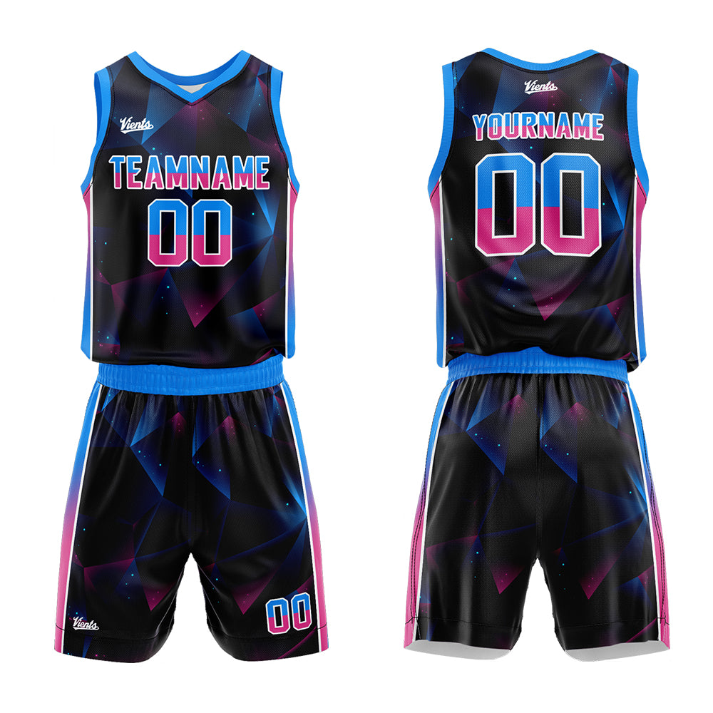 Custom Black Blue Pink Basketball Jersey Uniform Suit Printed Your Logo Name Number