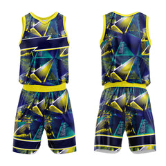 Custom Navy Yellow Basketball Jersey Uniform Suit Printed Your Logo Name Number
