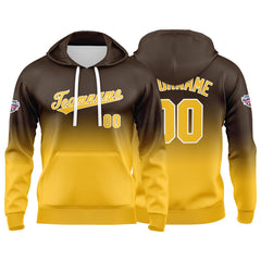 Custom Gradient Sweatshirt Hoodie For Man Woman Girl Boy Print Your Logo Name Number Brown Yellow