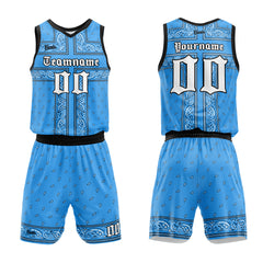 Custom Light Blue Black Basketball Jersey Uniform Suit Printed Your Logo Name Number