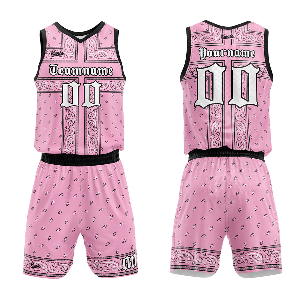 Custom Pink Black Basketball Jersey Uniform Suit Printed Your Logo Name Number
