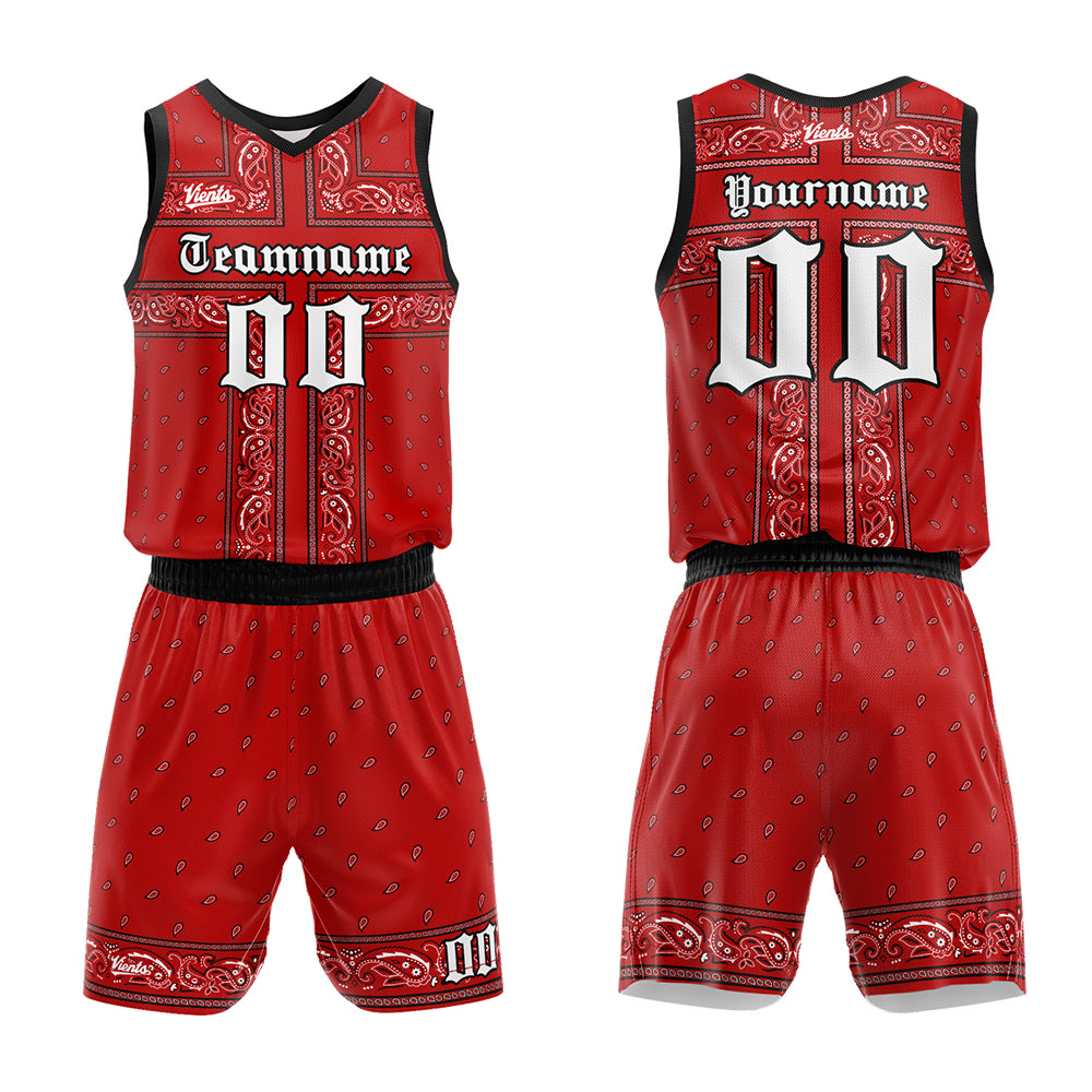 Custom Red Black Basketball Jersey Uniform Suit Printed Your Logo Name Number