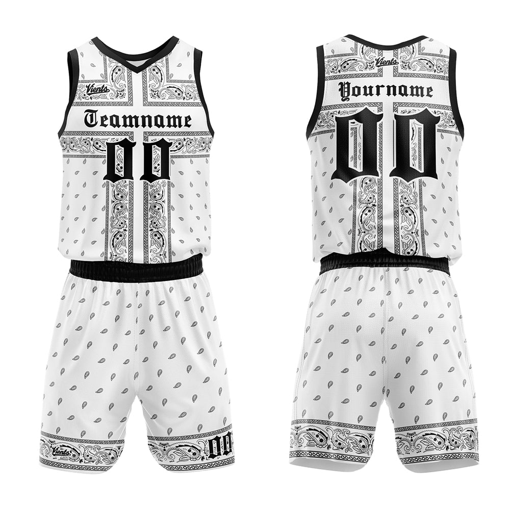Custom White Black Basketball Jersey Uniform Suit Printed Your Logo Name Number